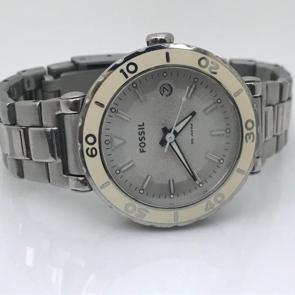 Fossil Women Watch Silver White Tone Date Calenda - Picture 4 of 12